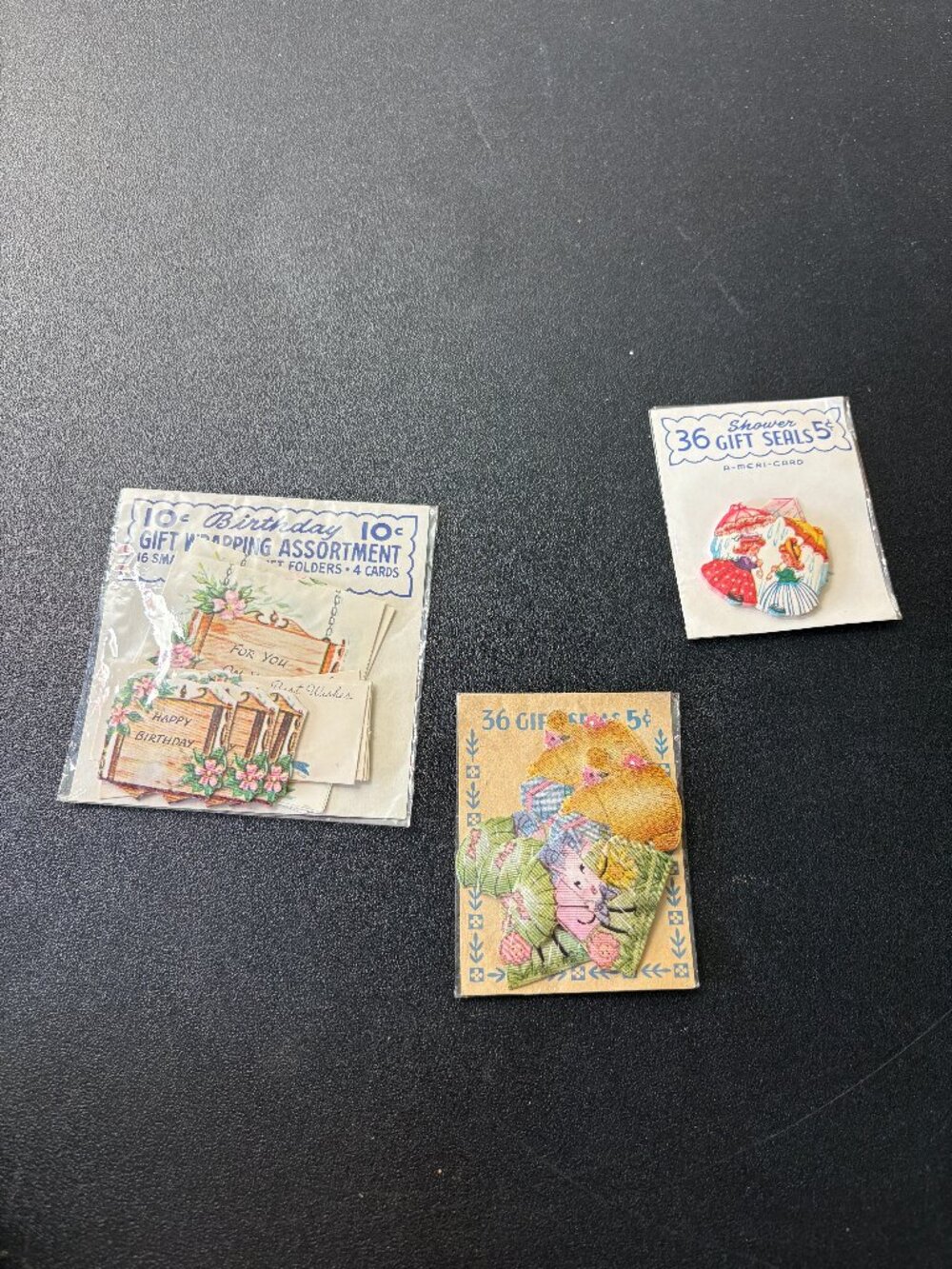 3 Unopened Vintage Gift Seals. Mid Century Ephemera